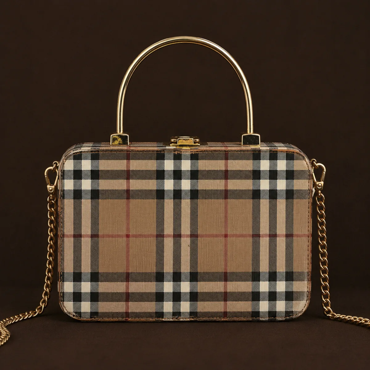 Вінтажна сумочка-футляр у фірмовому принті в стилі Burberry