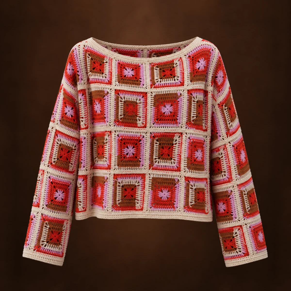 Ажурний джемпер з мотивами granny square